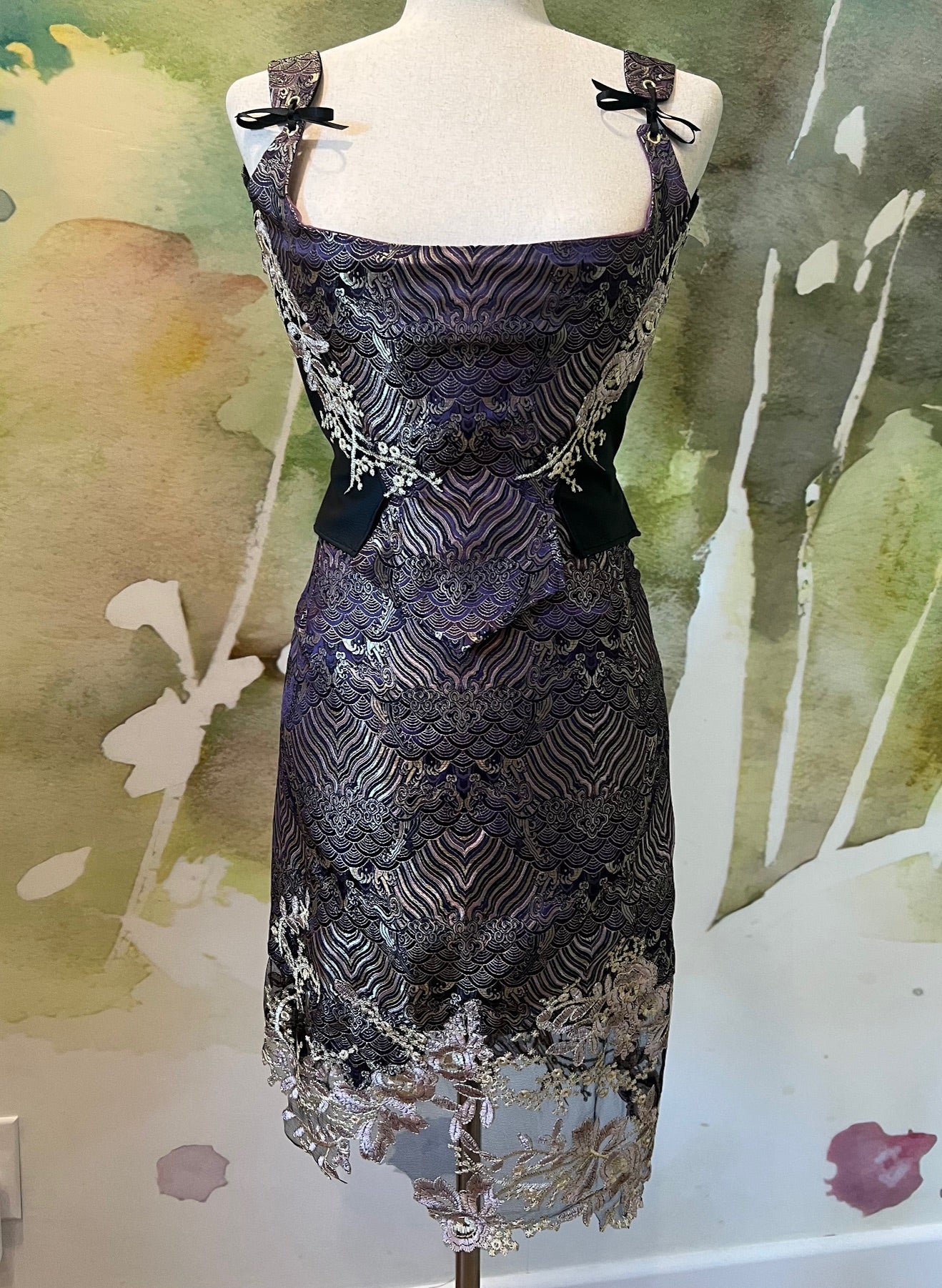 Black Leather & Lace Purple Corset