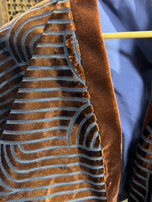 Rust Orange & Indigo Velvety Jacket