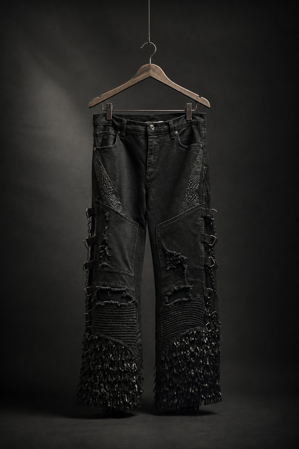 Fringe Hem Chain Jeans
