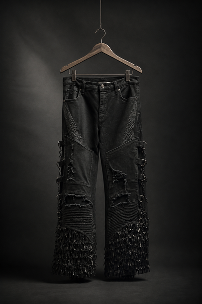 Fringe Hem Chain Jeans