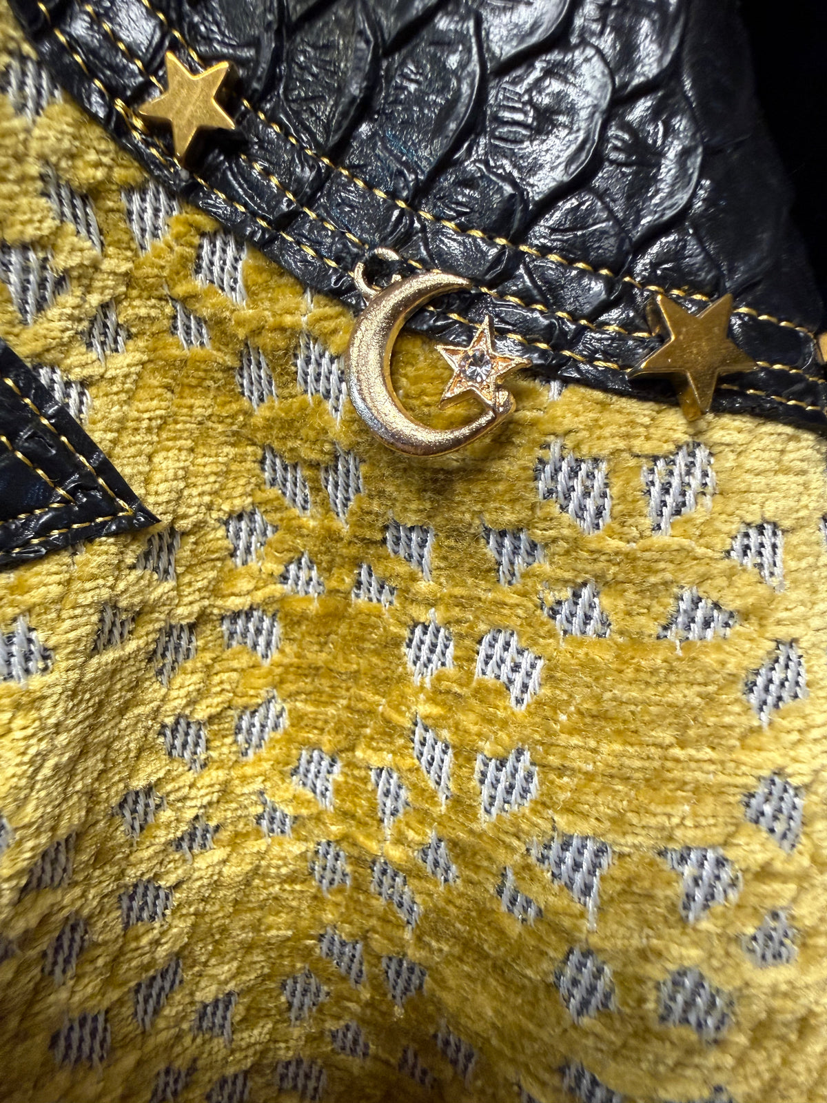 Snake Leather and Gold Mini Skirt