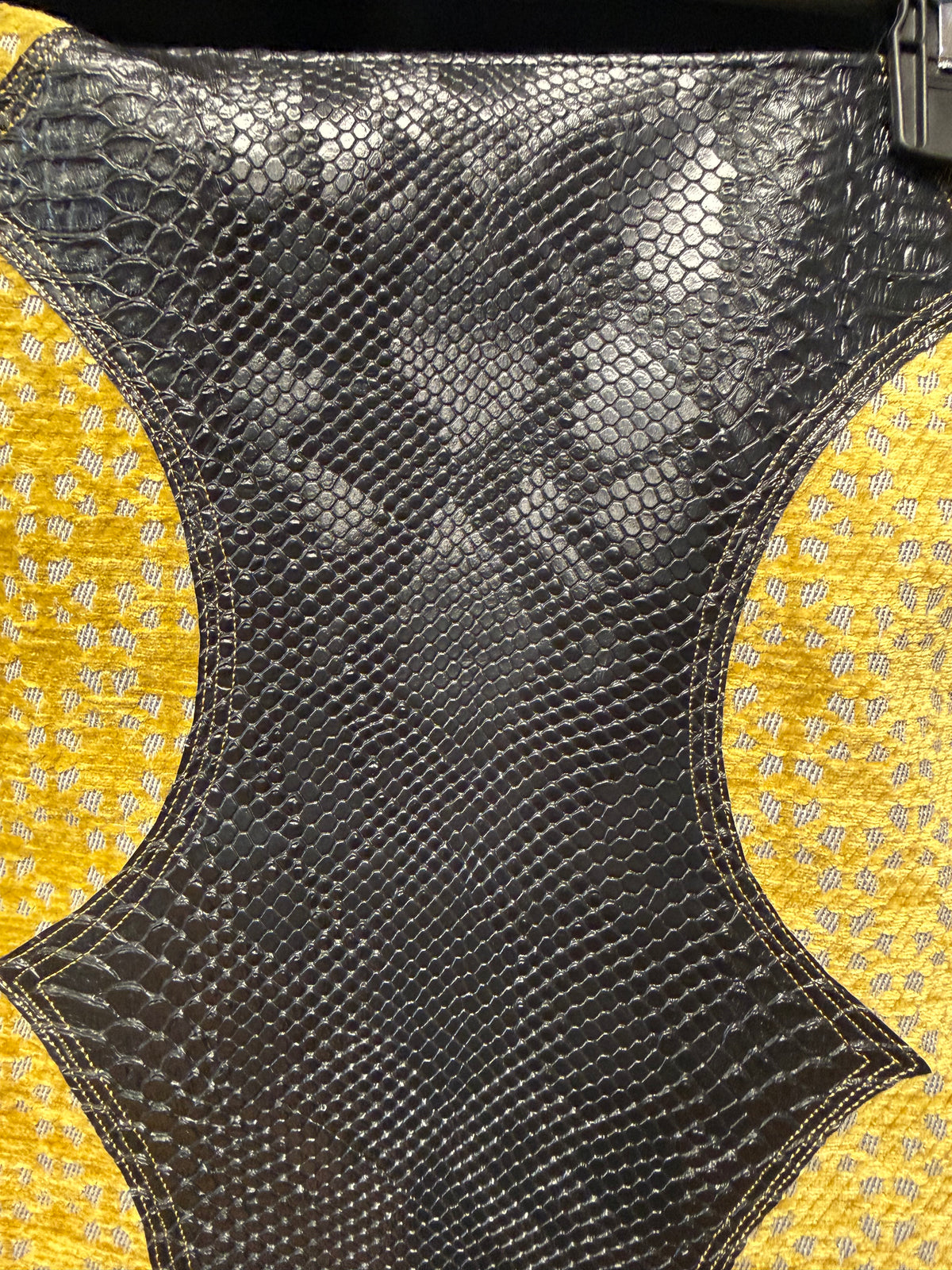 Snake Leather and Gold Mini Skirt