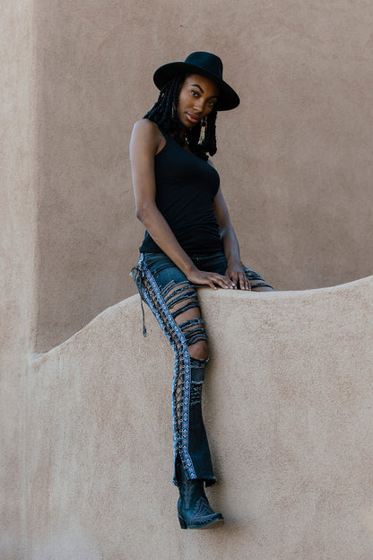 Native Trim Lace-up Jeans