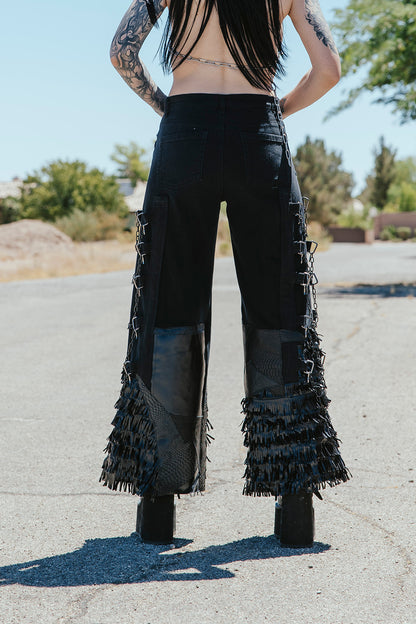 Fringe Hem Chain Jeans