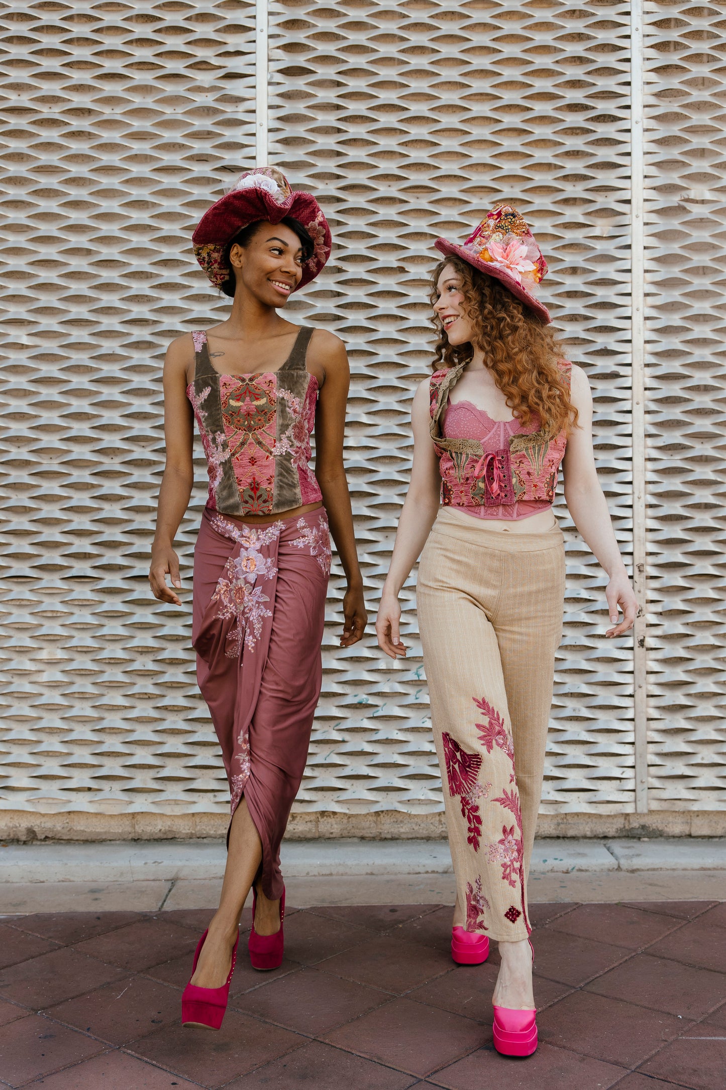 Velvet Accent Embroidered Pants