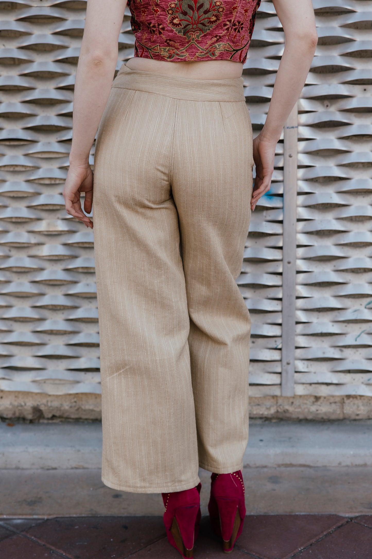 Velvet Accent Embroidered Pants