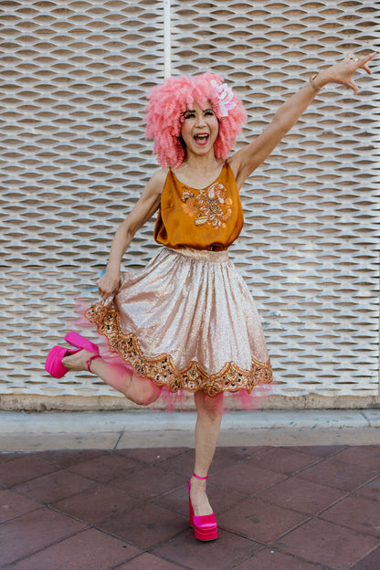 Sequin & Pink Tulle Skirt