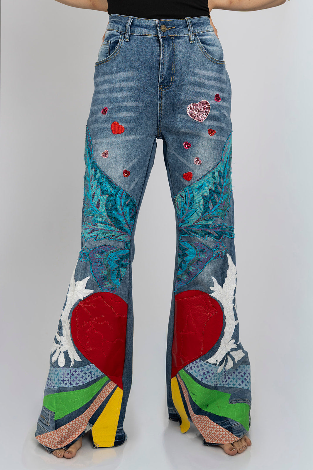 70s Rainbow Heart Jeans