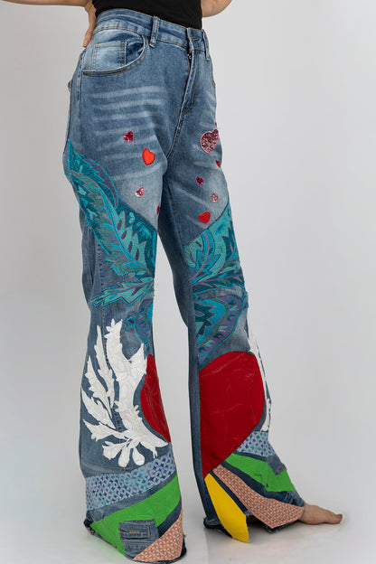 70s Rainbow Heart Jeans