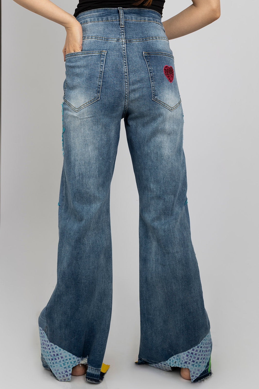 70s Rainbow Heart Jeans