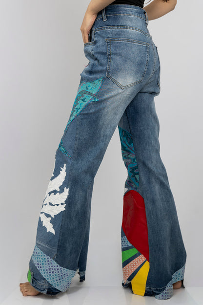 70s Rainbow Heart Jeans