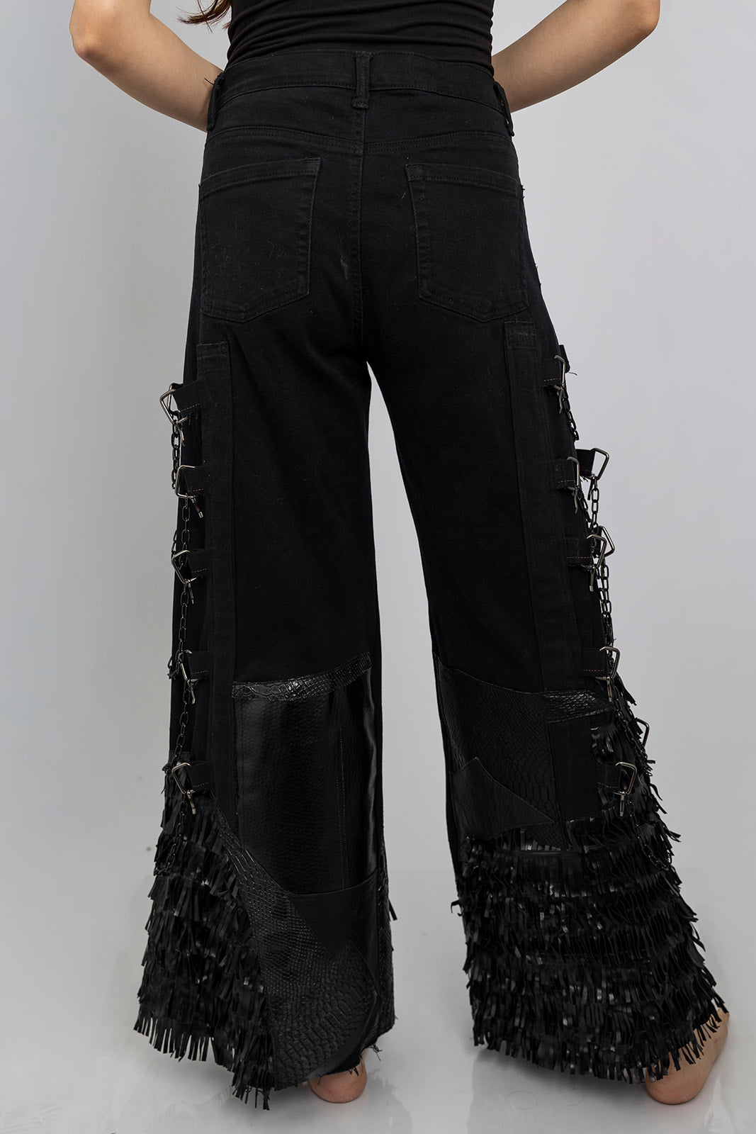 Fringe Hem Chain Jeans