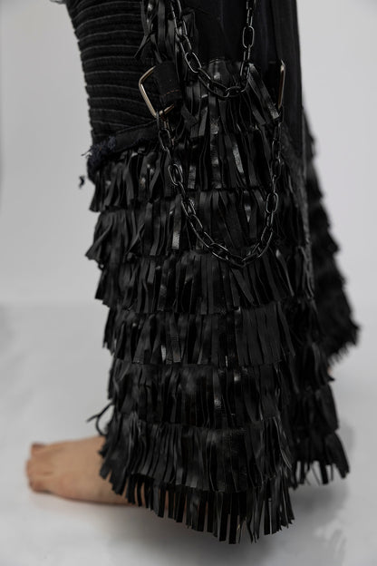 Fringe Hem Chain Jeans