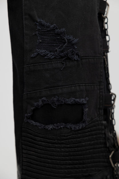 Fringe Hem Chain Jeans