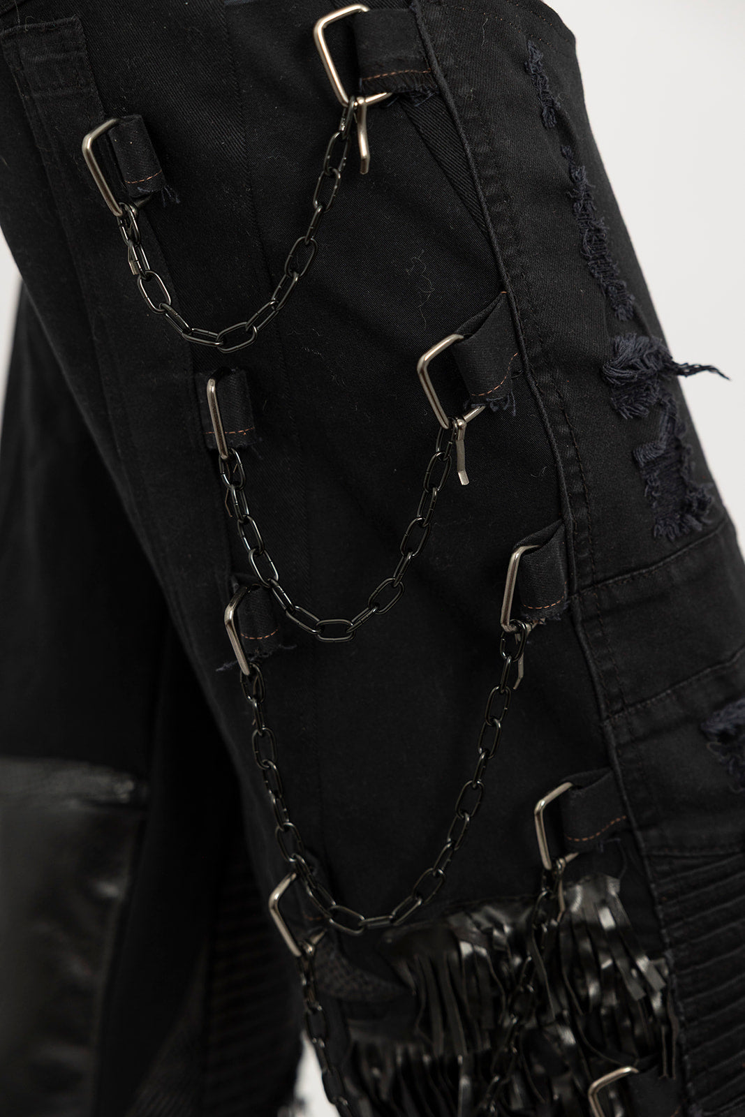 Fringe Hem Chain Jeans
