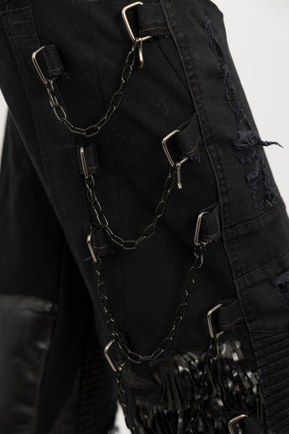 Fringe Hem Chain Jeans