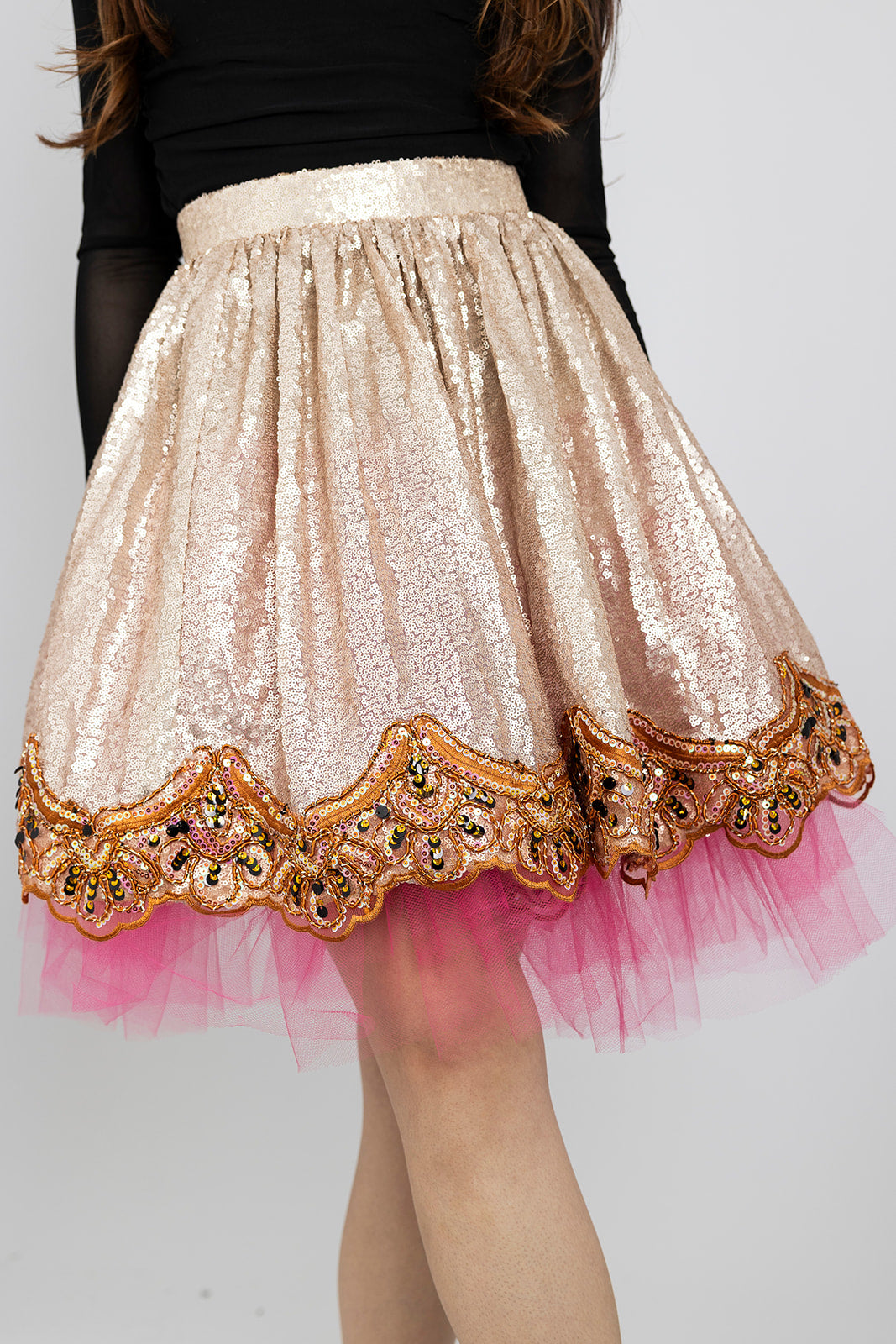 Sequin & Pink Tulle Skirt