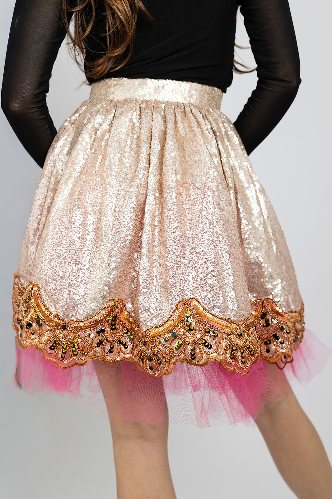 Sequin & Pink Tulle Skirt