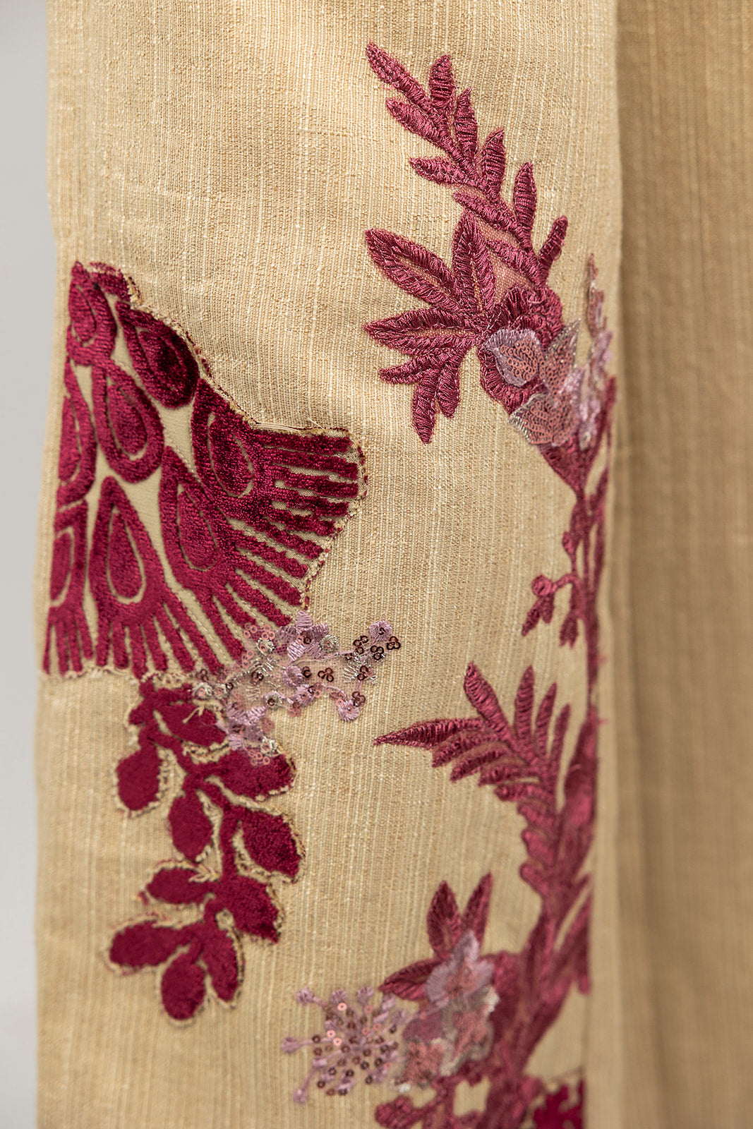 Velvet Accent Embroidered Pants