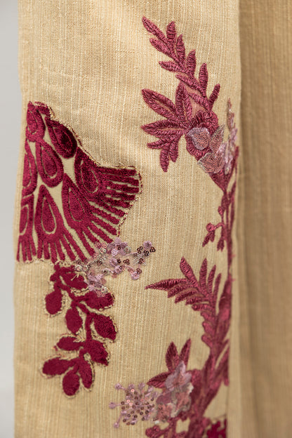 Velvet Accent Embroidered Pants