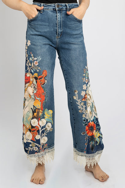 Redhead Goddess Ruched-Hem Jeans