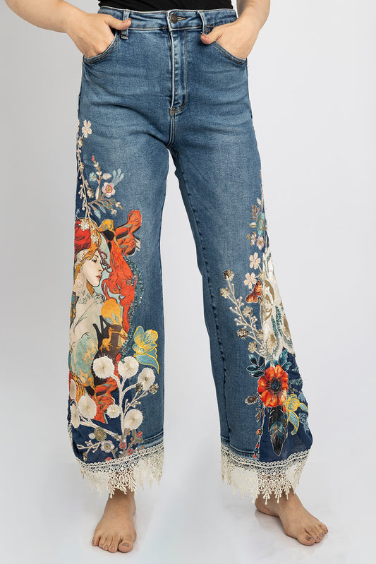 Redhead Goddess Ruched-Hem Jeans