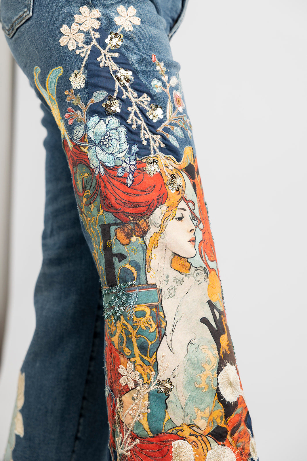 Redhead Goddess Ruched-Hem Jeans