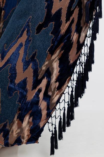 Blue Velvet Fringe Jeans