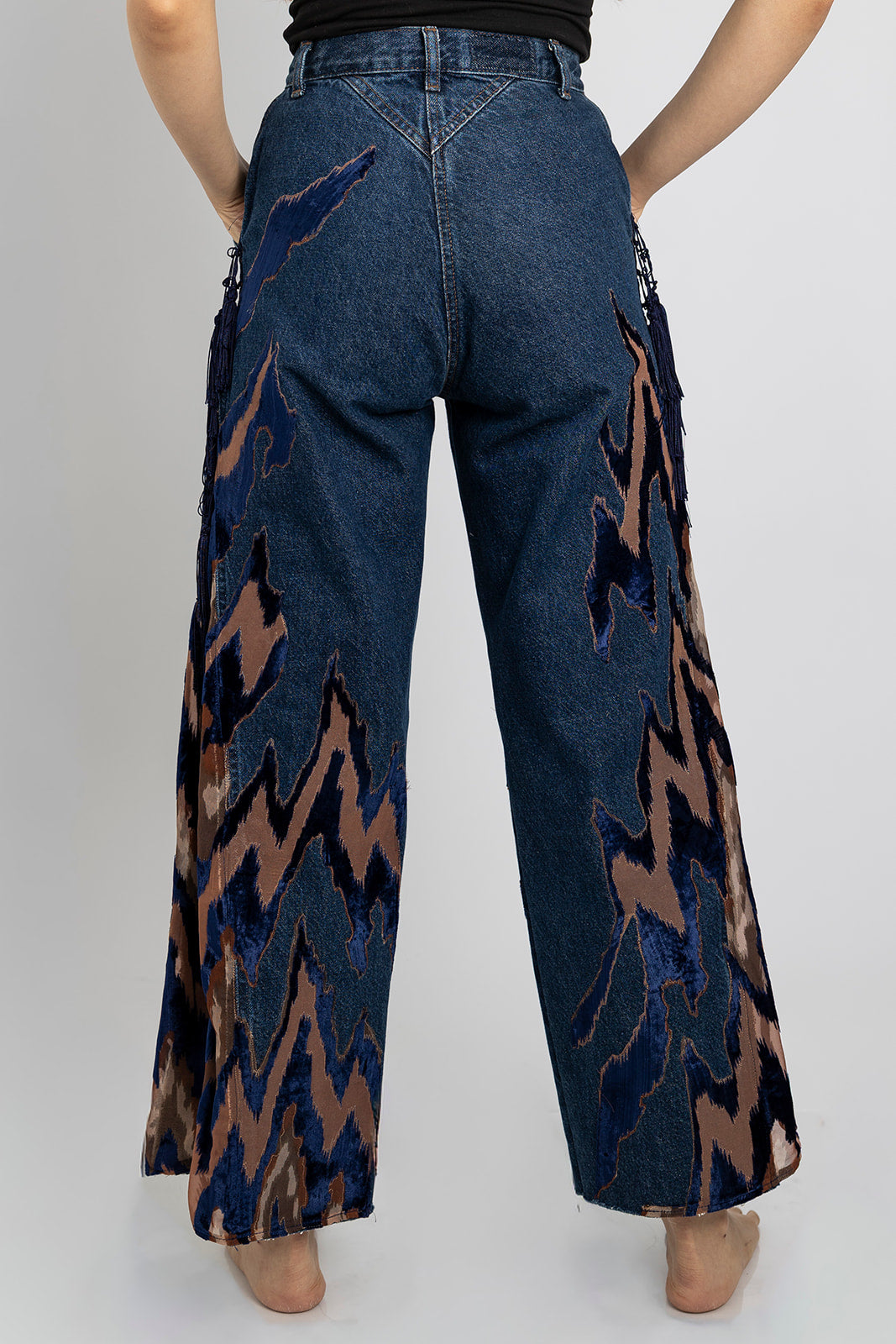 Blue Velvet Fringe Jeans