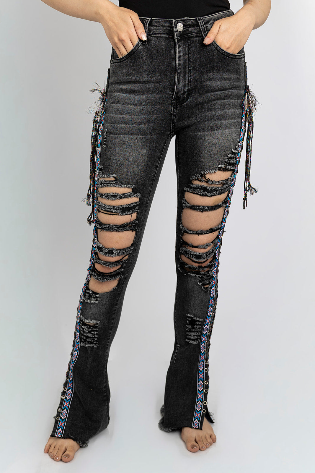 Native Trim Lace-up Jeans
