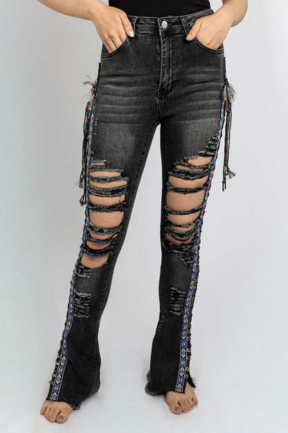 Native Trim Lace-up Jeans