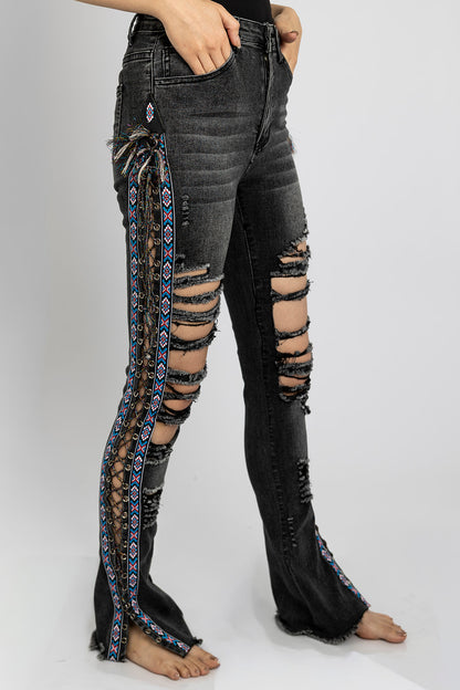 Native Trim Lace-up Jeans