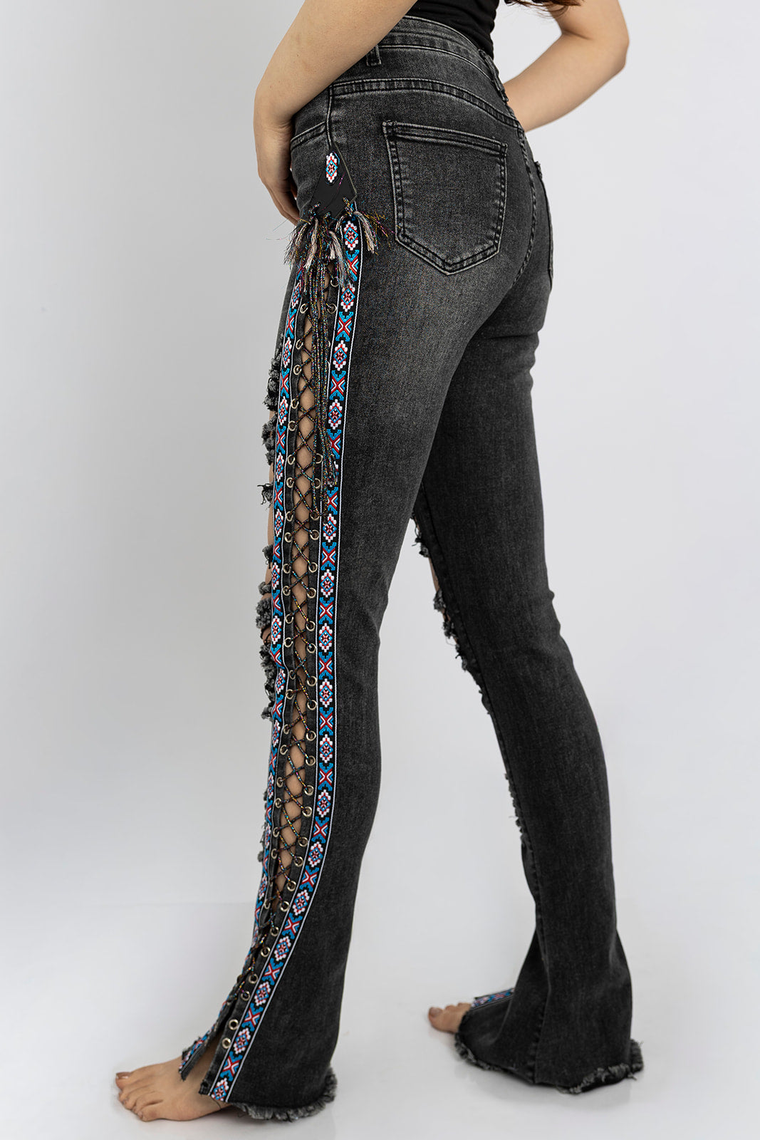 Native Trim Lace-up Jeans