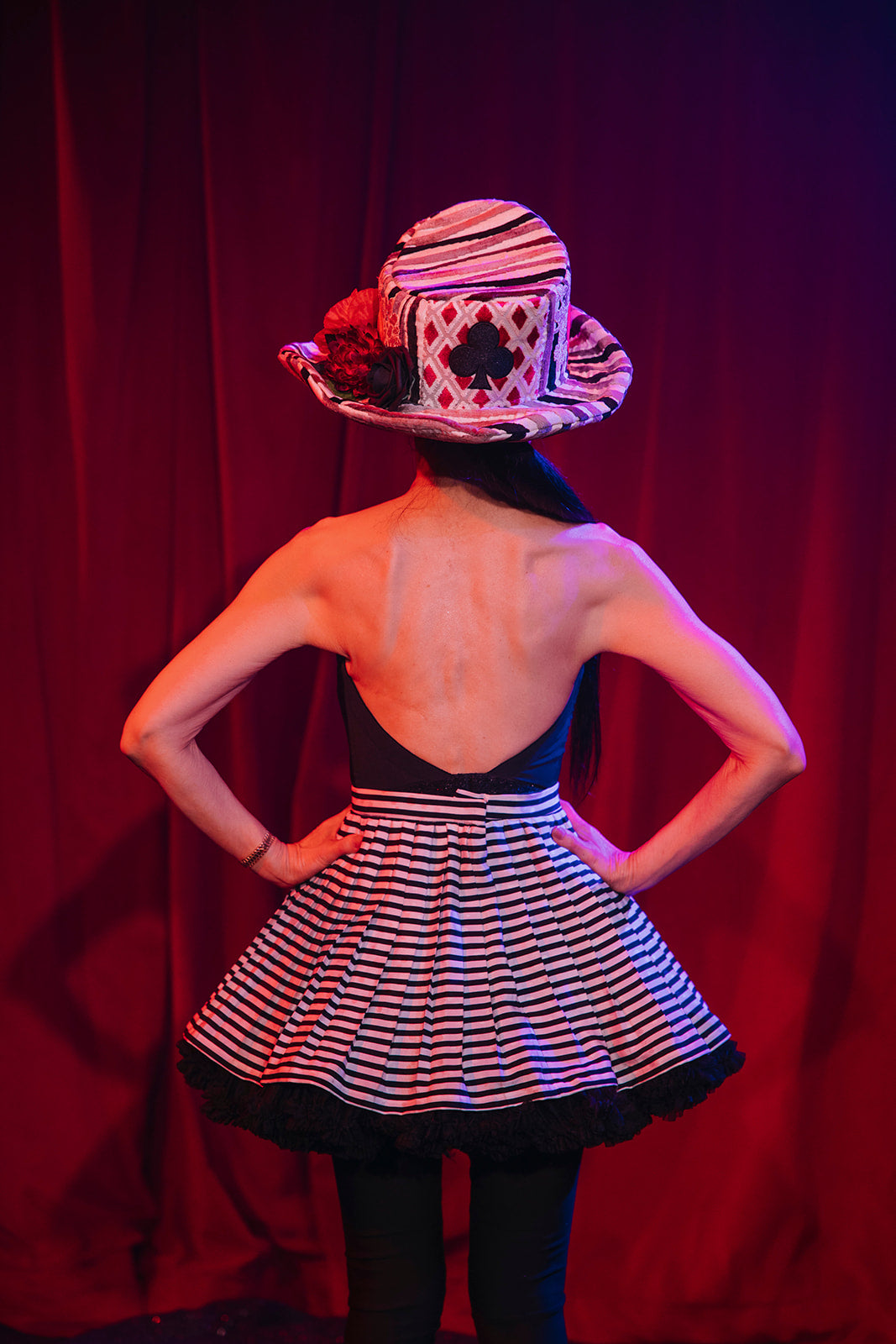 Madhatter Series - Asymmetrical Fiona Tophat in Card Suits Theme