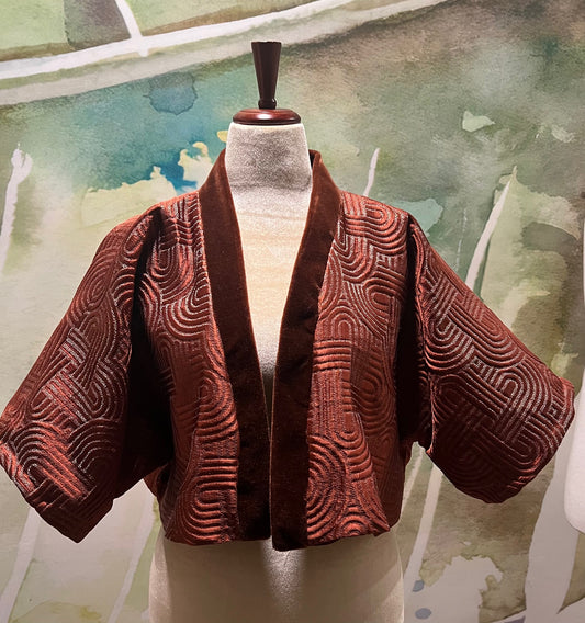 Rust Orange Jacket with Velvet Collar