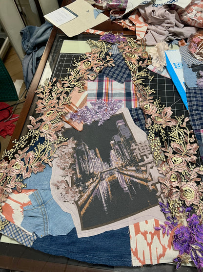 Pink Lace Pop Art Flare Jeans