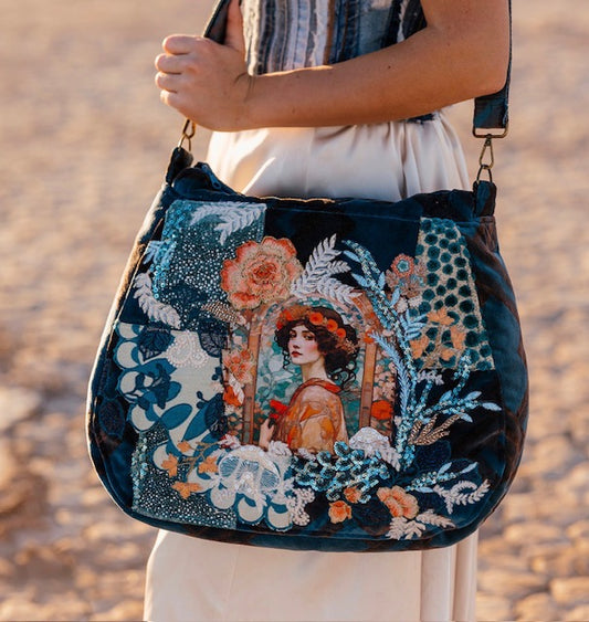 Goddess Bag Collection - Blue Velvet Artemis Purse