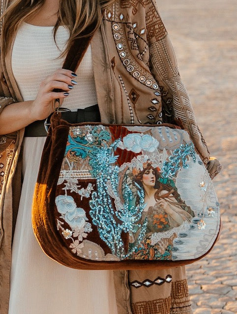 Goddess Bag Collection - Dark Rust Velvet Terra Purse
