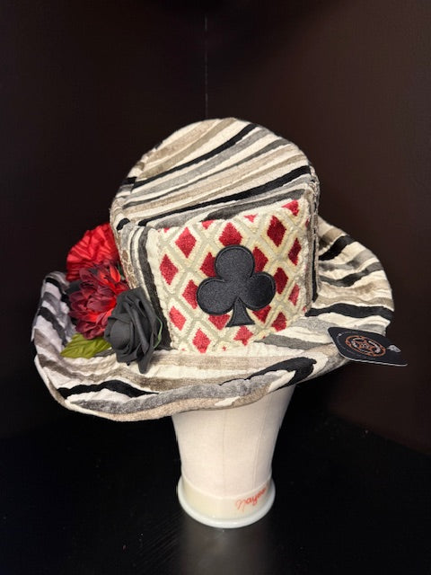 Madhatter Series - Asymmetrical Fiona Tophat in Card Suits Theme