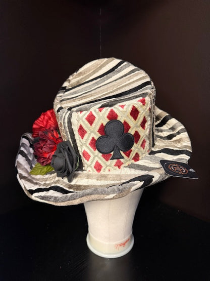 Madhatter Series - Asymmetrical Fiona Tophat in Card Suits Theme