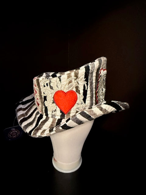 Madhatter Series - Asymmetrical Fiona Tophat in Card Suits Theme
