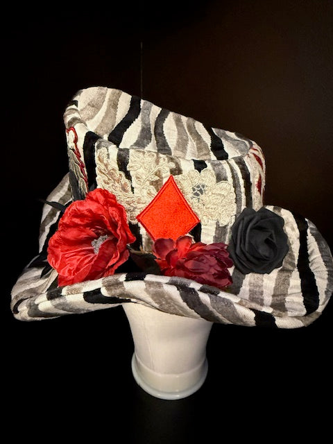 Madhatter Series - Asymmetrical Fiona Tophat in Card Suits Theme