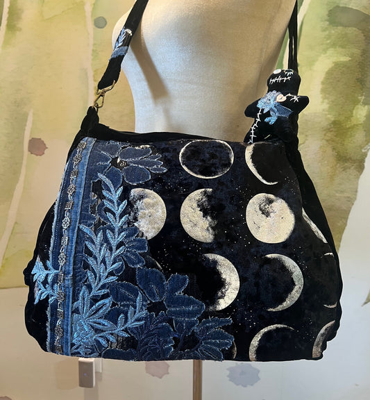 Moon Phase Collection Purse  - Black Velvet Cool n' Casual