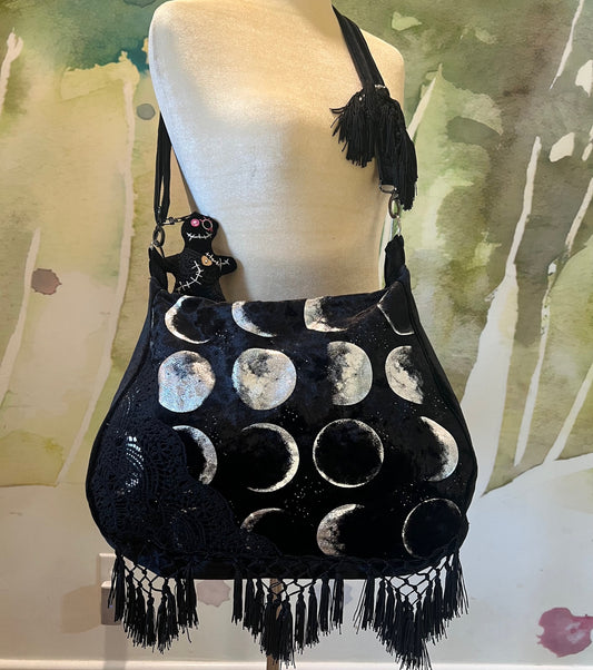 Moon Phase Collection Purse  - Black Velvet So Boho