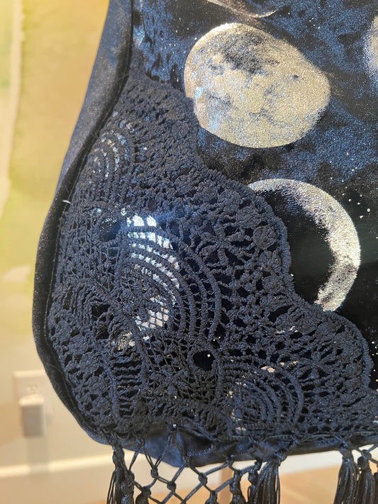 Moon Phase Collection Purse  - Black Velvet So Boho