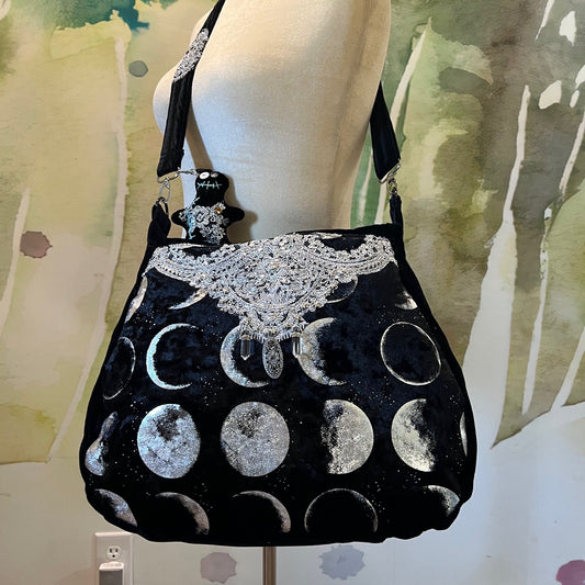 Moon Phase Collection Purse  - Black Velvet Glam Goddess
