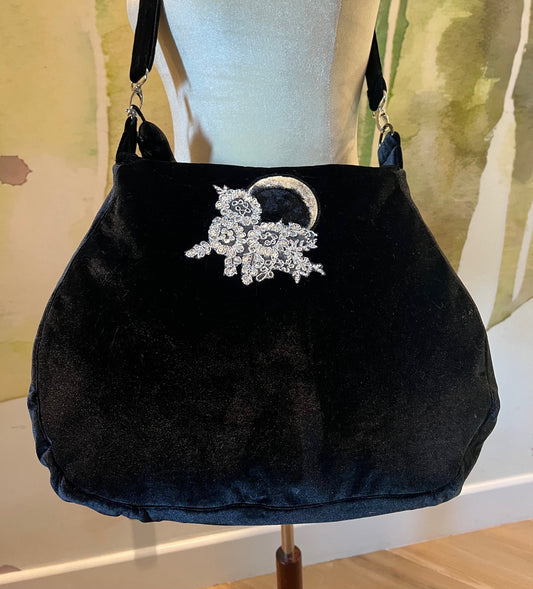Moon Phase Collection Purse  - Black Velvet Glam Goddess