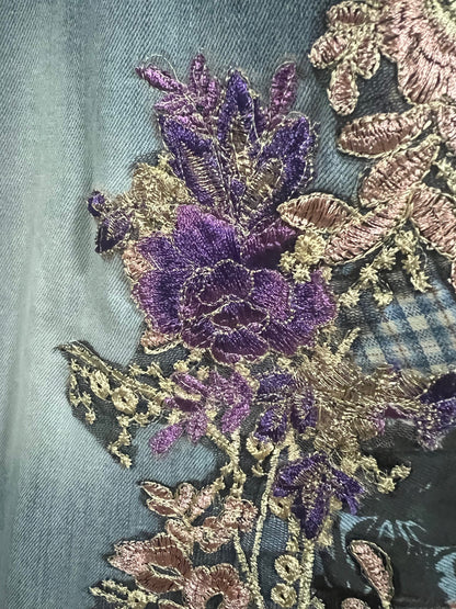 Pink Lace Pop Art Flare Jeans