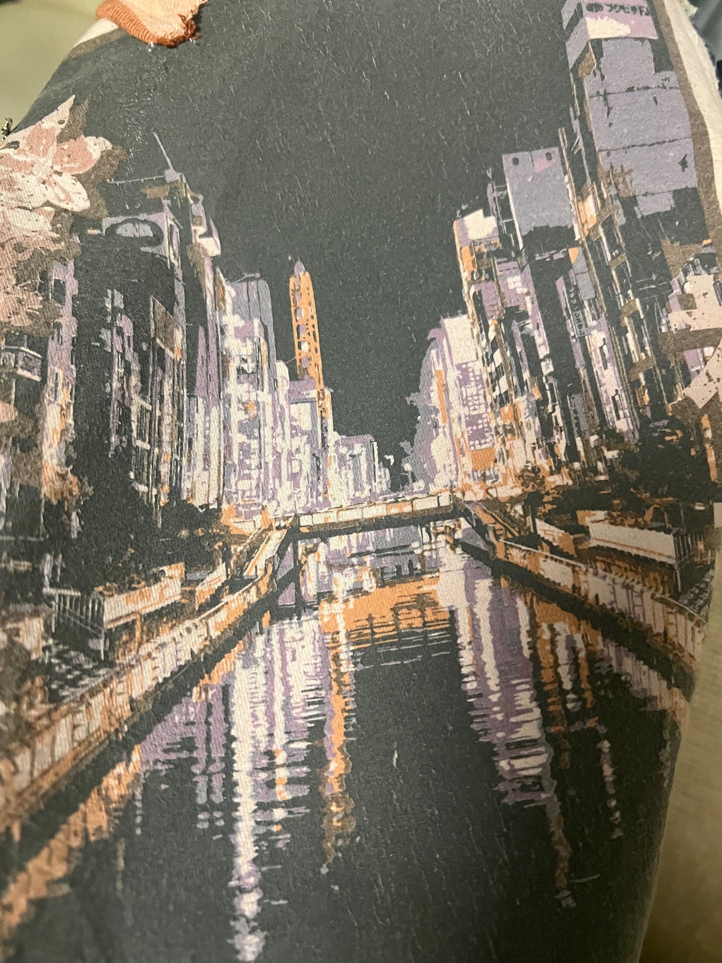 Pink Lace Pop Art Flare Jeans