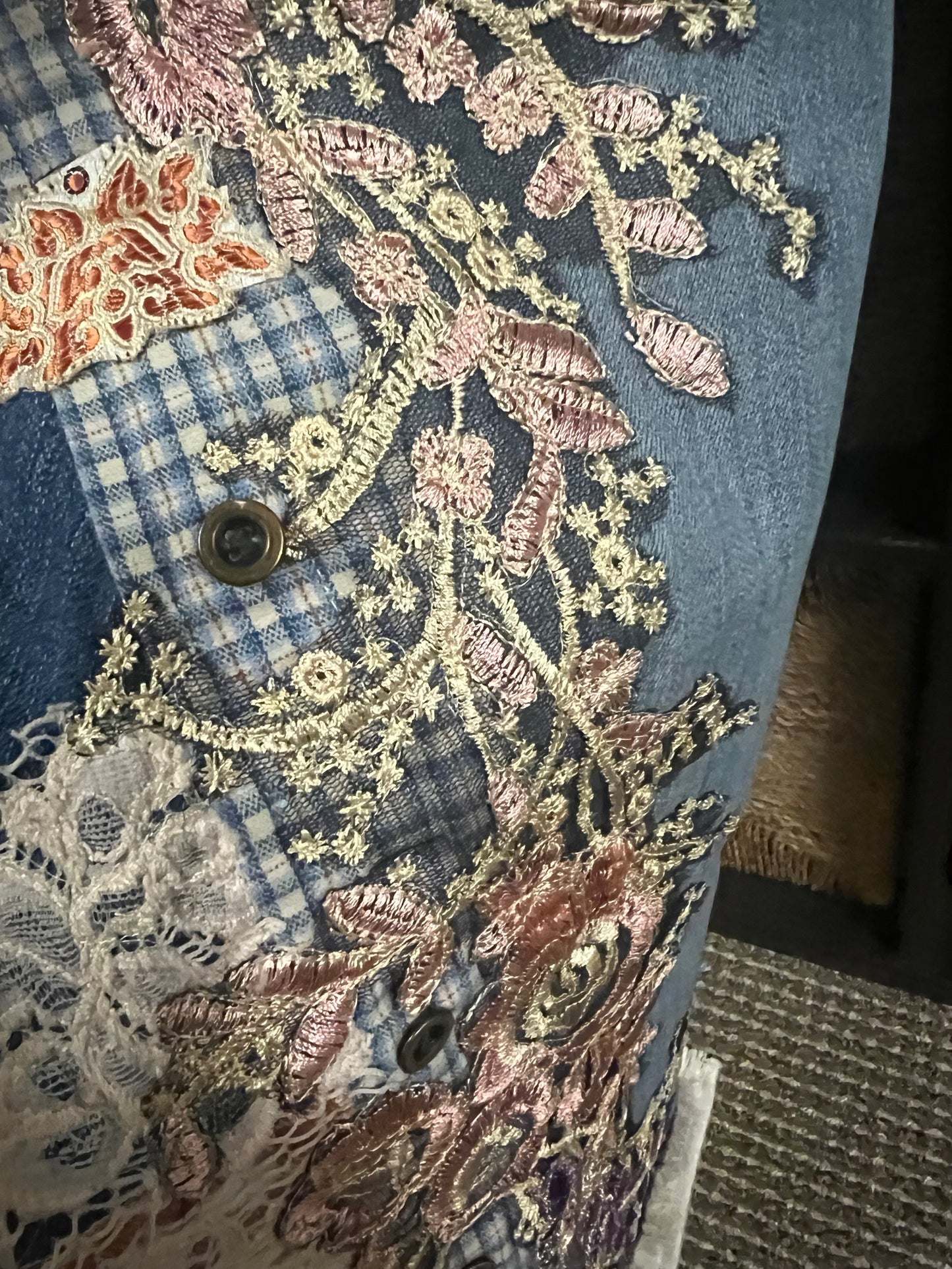 Pink Lace Pop Art Flare Jeans